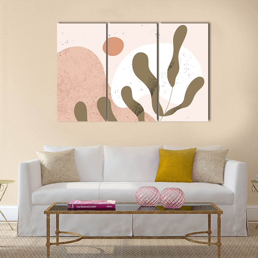 Geometric Leaf Shapes Canvas Wall Art