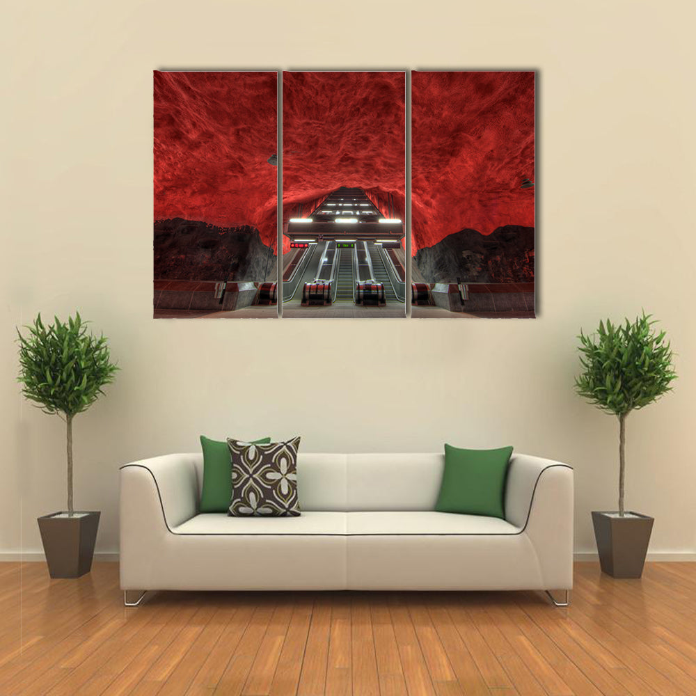 Stockholm Metro Station Interior Canvas Wall Art