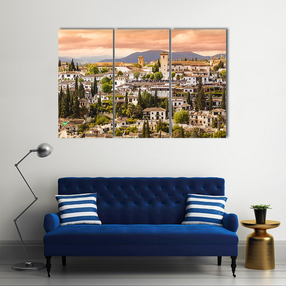 Sunset Over Granada Canvas Wall Art