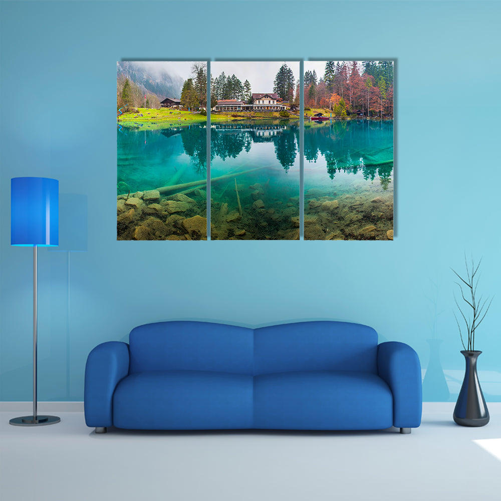 Hotel Forellenzucht in Blausee Town Switzerland Canvas Wall Art