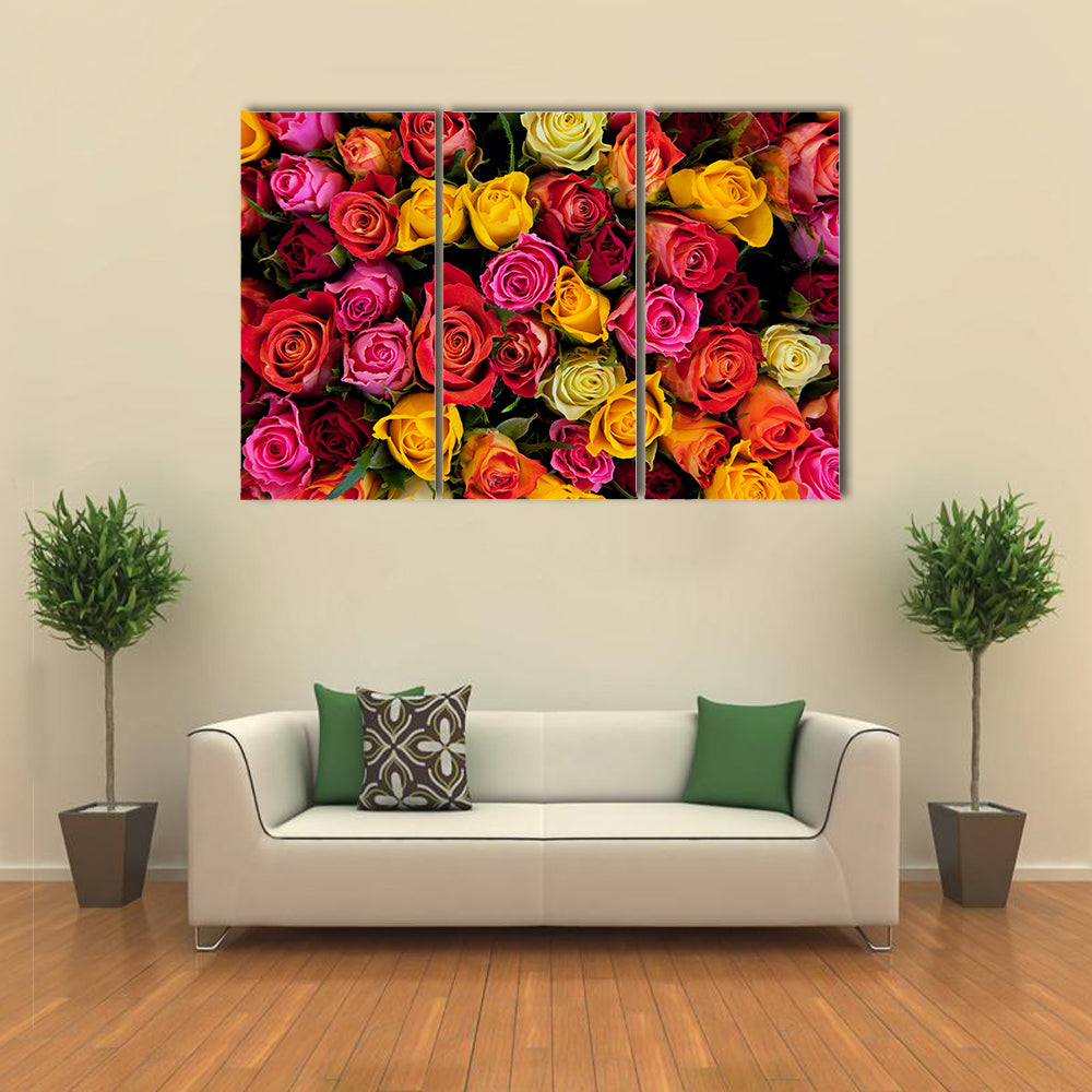Colorful Roses Bouquet Canvas Wall Art
