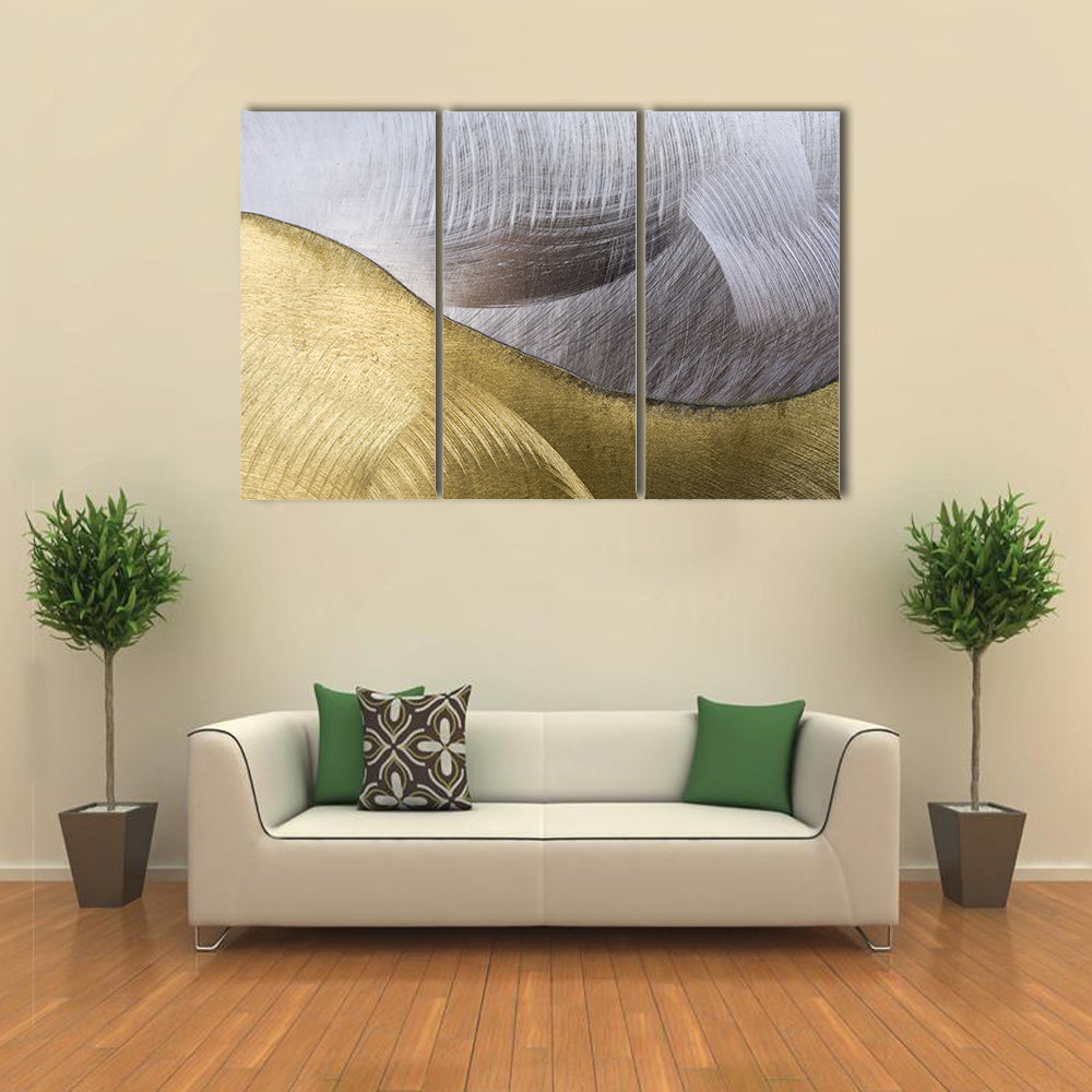 Gold and Silver Abstract Waves Canvas Wall Art
