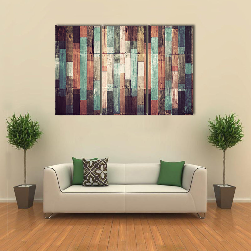 Distressed Reclaimed Wood Plank Pattern Canvas Wall Art