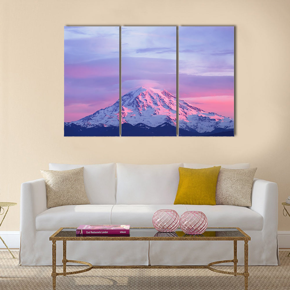 Sunset light On Mount Rainier Canvas Wall Art