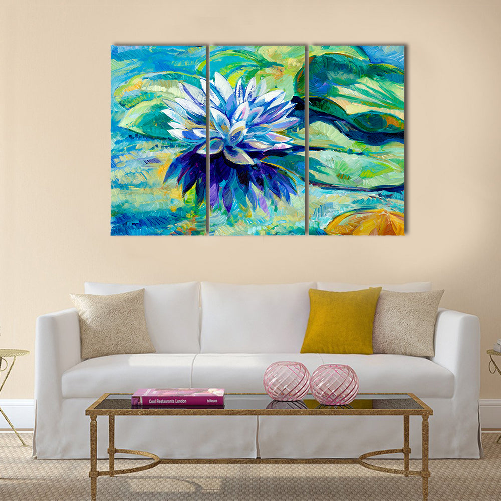 Water Lily Pond Painting Canvas Wall Art