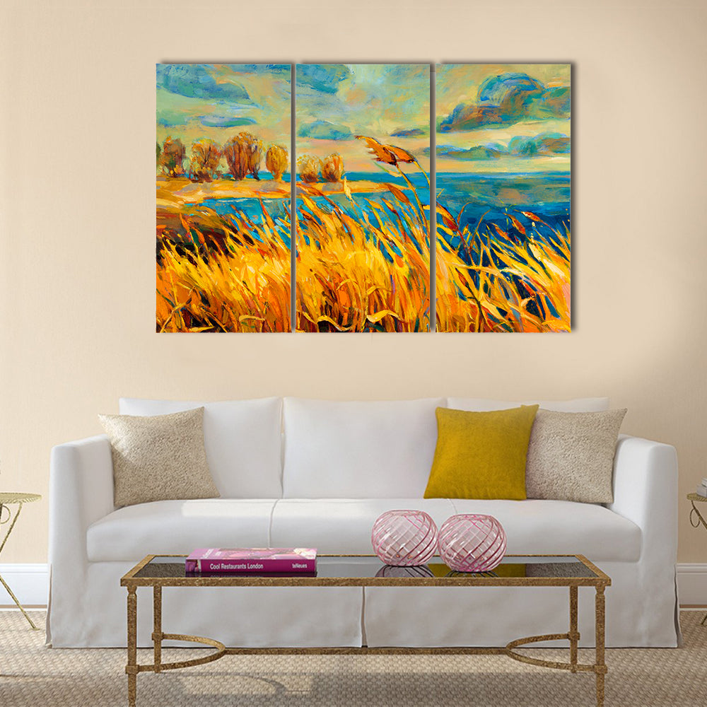Sunset Over Lake Canvas Wall Art