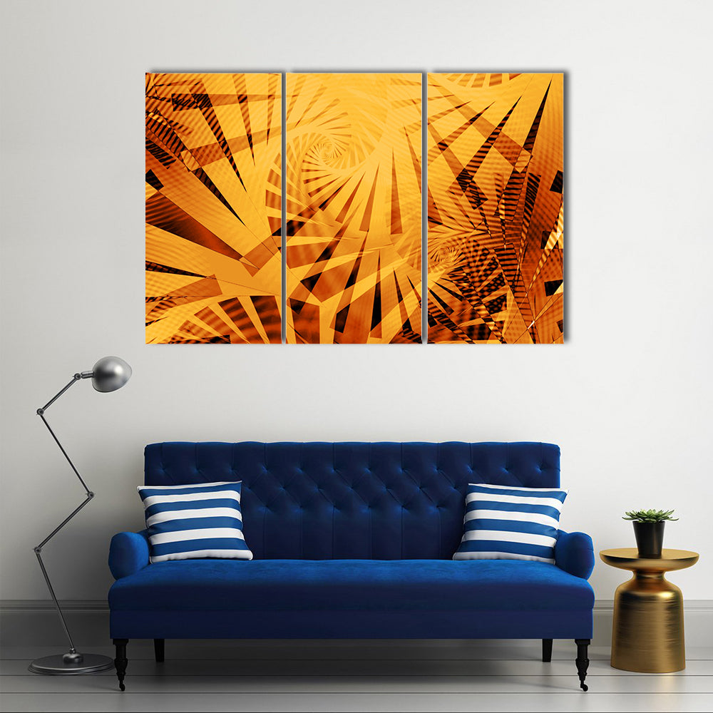 Golden Fractal Spiral Artwork Canvas Wall Art