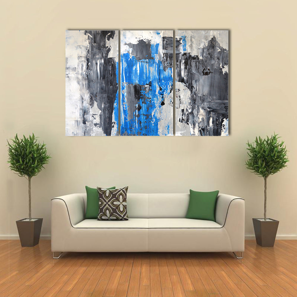 Blue Abstract with Palette Knife Texture Canvas Wall Art