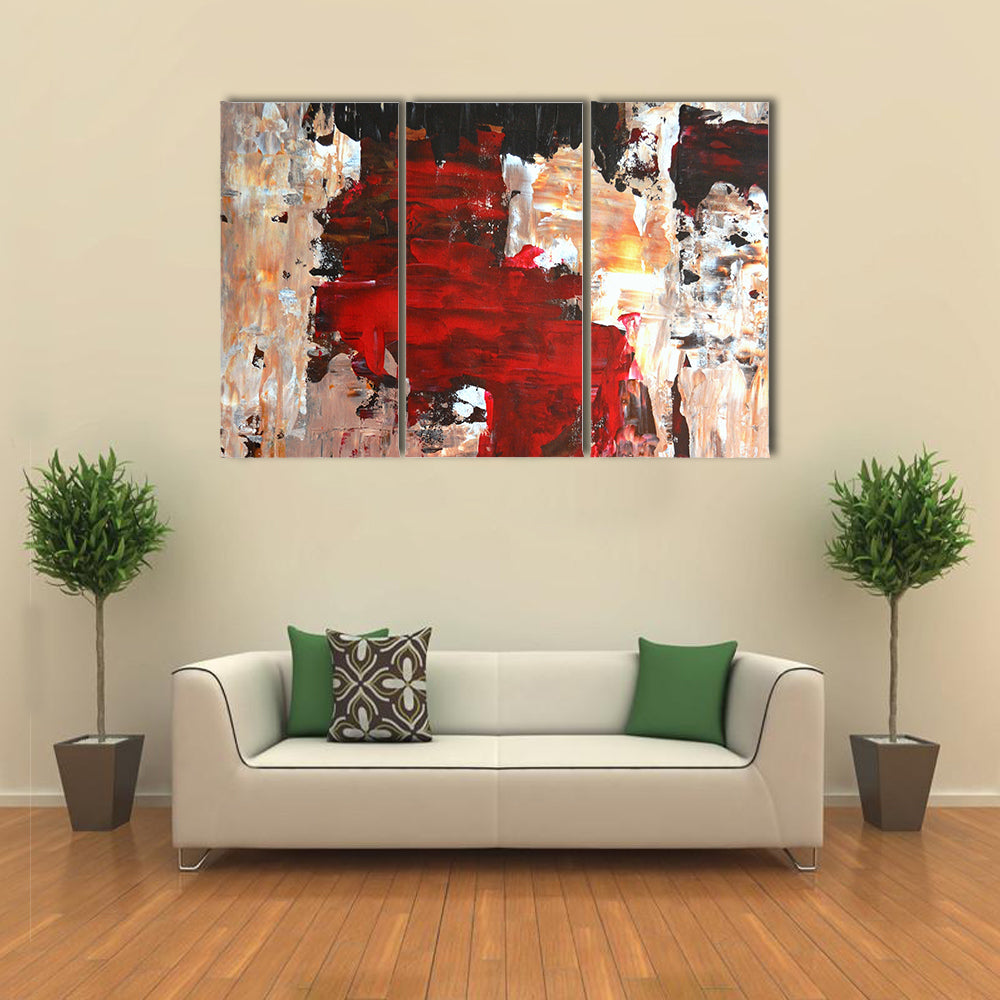 Bold Impasto Abstract in Red and Black Canvas Wall Art
