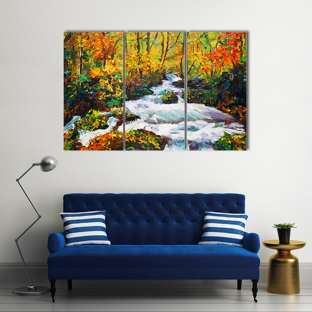 Autumn Maple Waterfall Canvas Wall Art