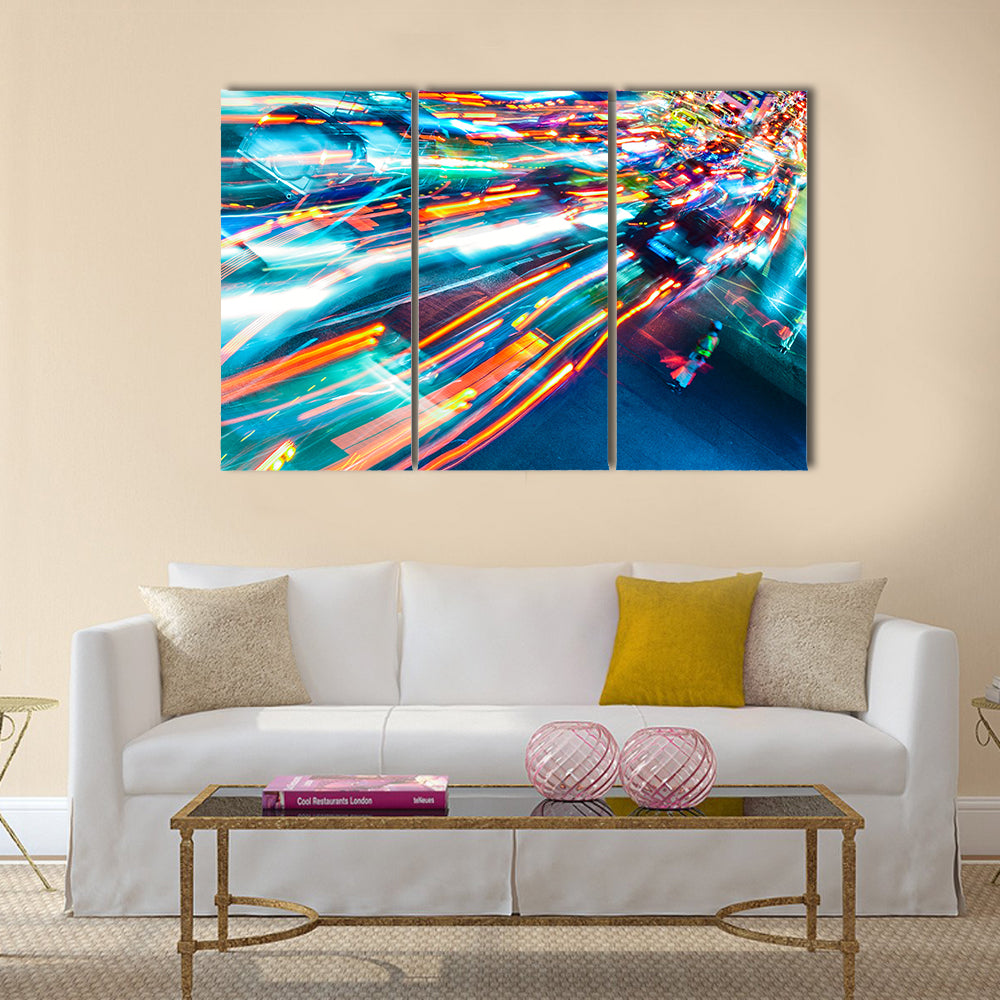 Car Lights Trails Canvas Wall Art
