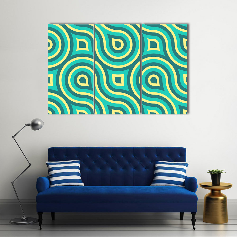 Retro Teal Geometric Pattern Canvas Wall Art