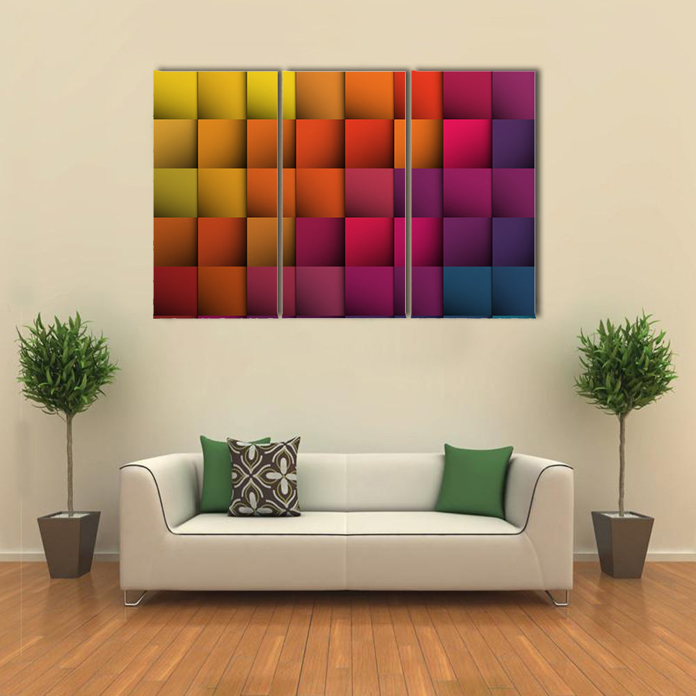 Colorful 3d Cube Grid Canvas Wall Art