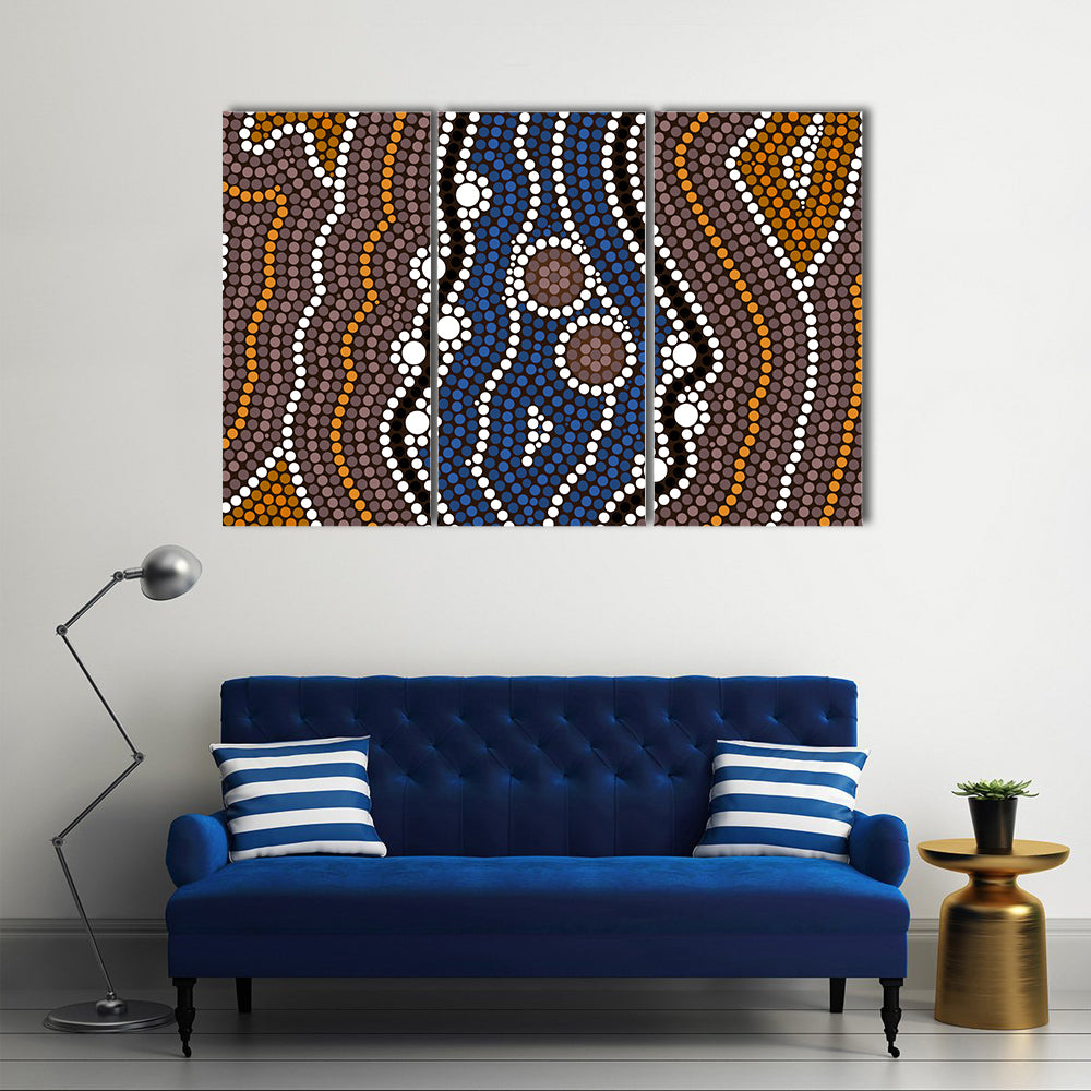 Indigenous Australian River Dot Painting Canvas Wall Art
