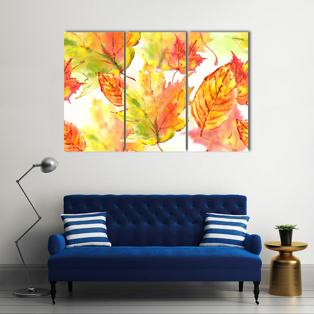 Watercolor Autumn Leaves Canvas Wall Art