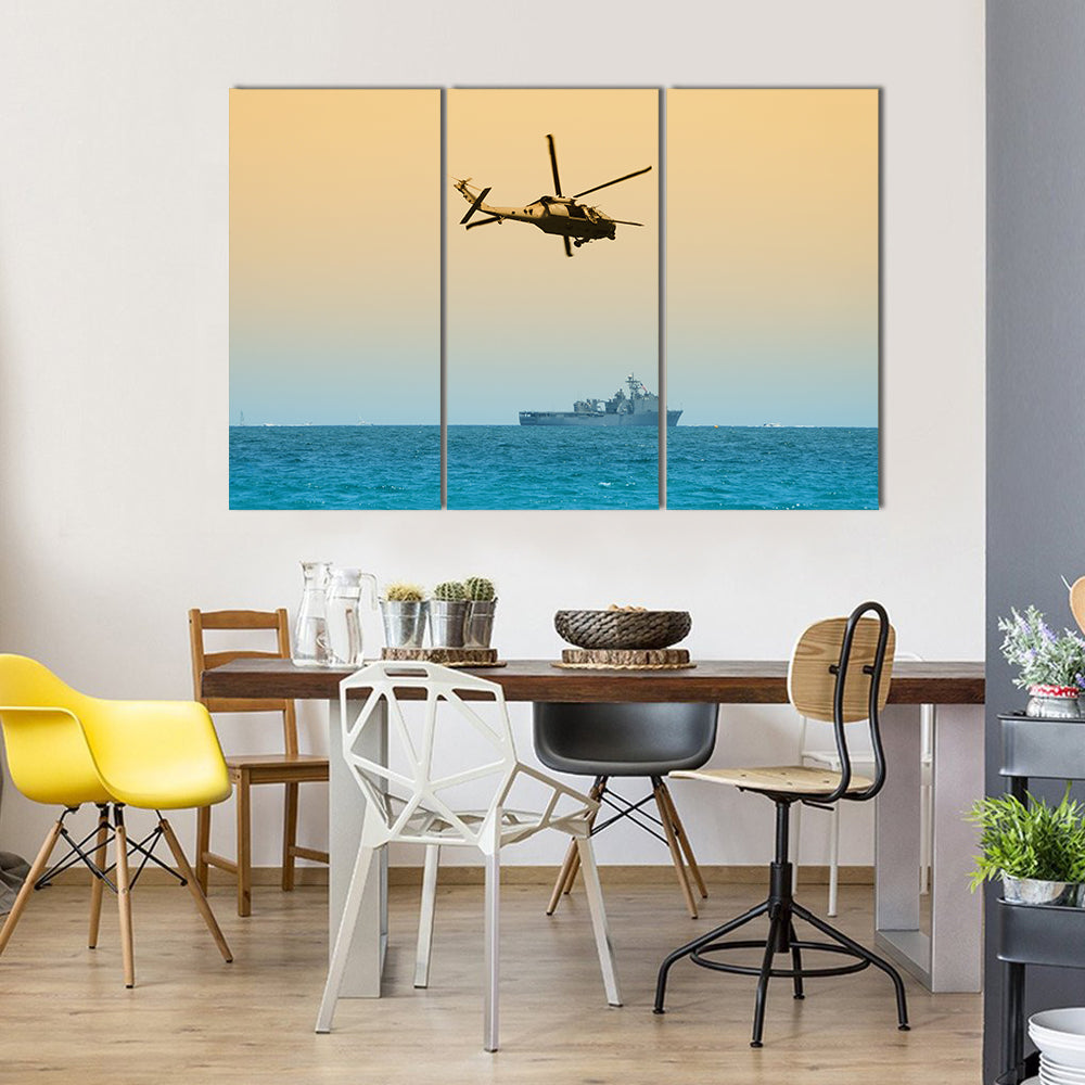 Military Helicopter On Patrol Canvas Wall Art
