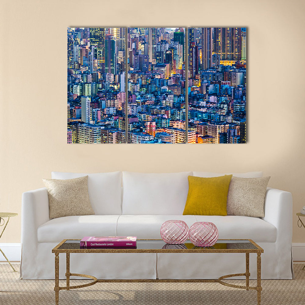 Hong Kong At Night Canvas Wall Art