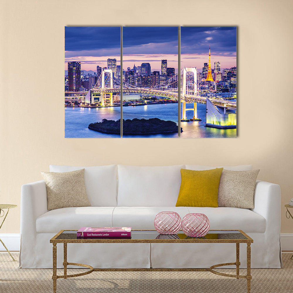 Rainbow Bridge Over Tokyo Bay Canvas Wall Art