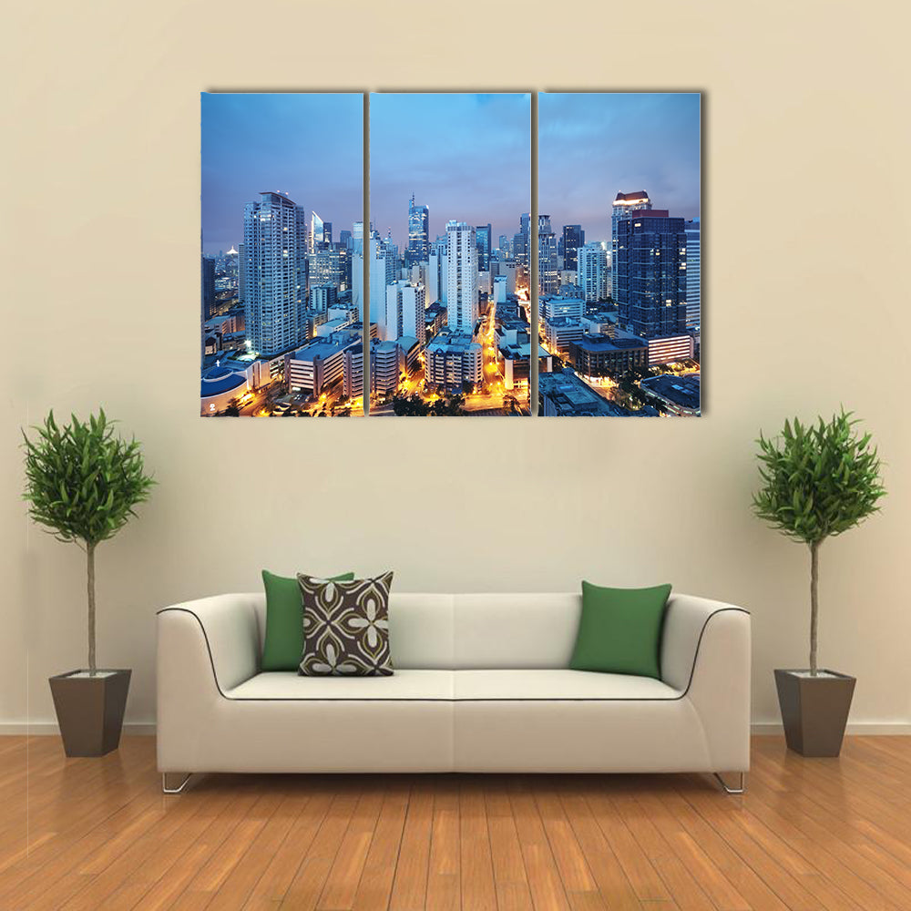 Manila Skyline at Twilight Canvas Wall Art