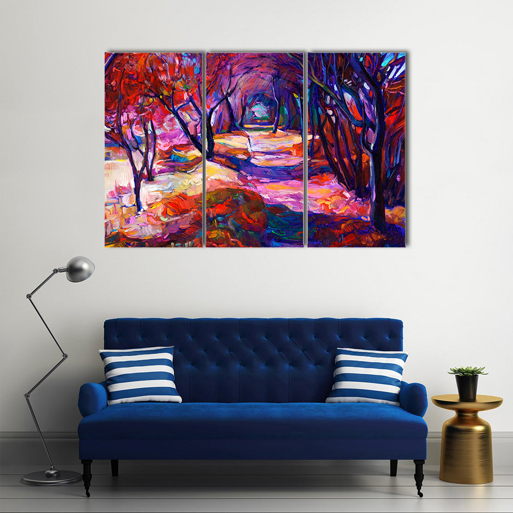 Sunlit Forest Path Canvas Wall Art