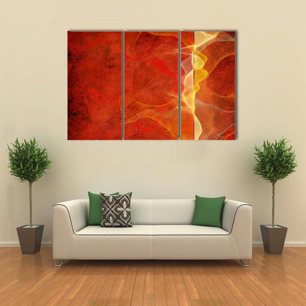 Fiery Marble Abstract in Red and Gold Canvas Wall Art