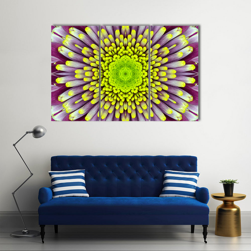 Purple And Green Concentric Flower Canvas Wall Art