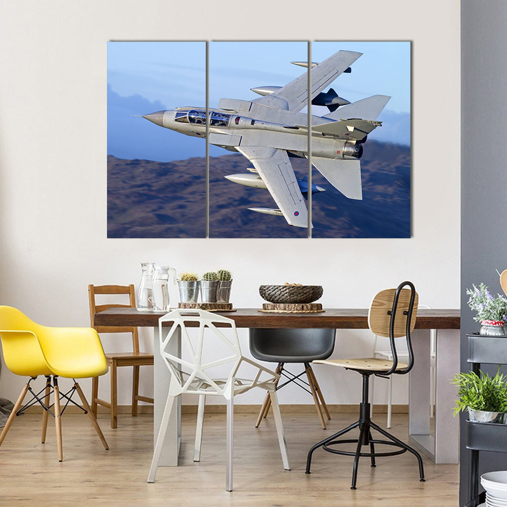 Tornado Gr4 Fighter Jet Over Mountains Canvas Wall Art