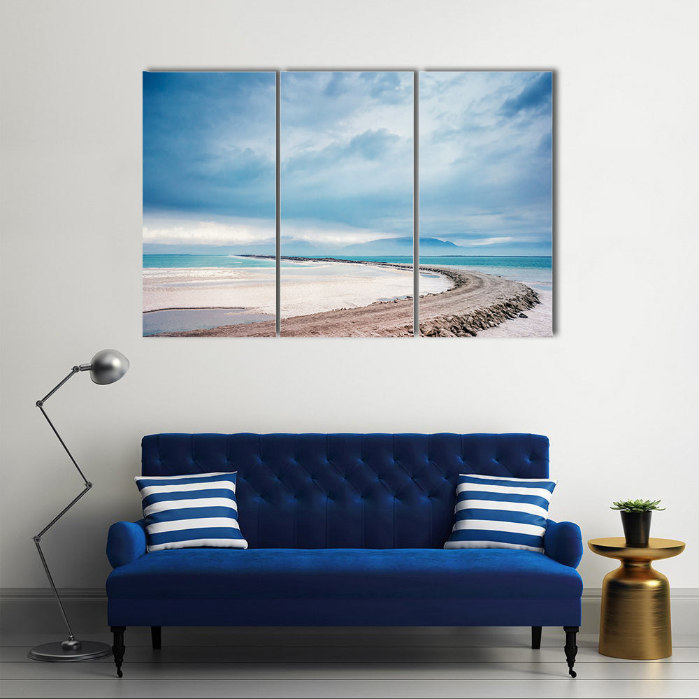Dead Sea Coastline with Jordan Mountains Canvas Wall Art