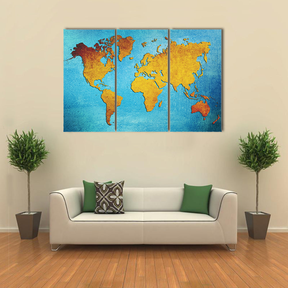 Grunge World Map Canvas Wall Art