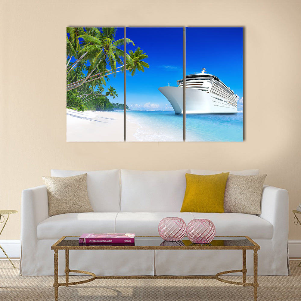 Summertime Cruise Ship by Tropical Beach Canvas Wall Art