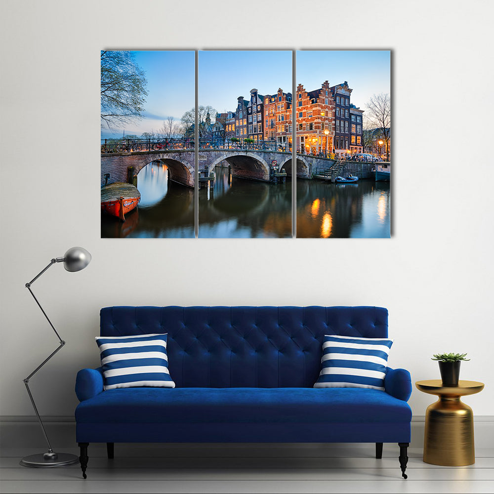 Sunset Over Brouwersgracht, Amsterdam Canvas Wall Art