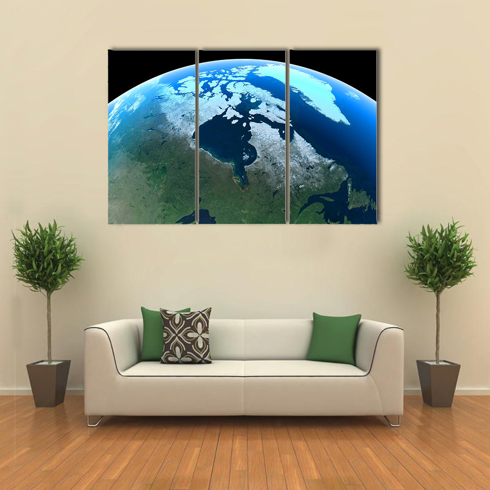 Canada &amp; Greenland From Space Canvas Wall Art
