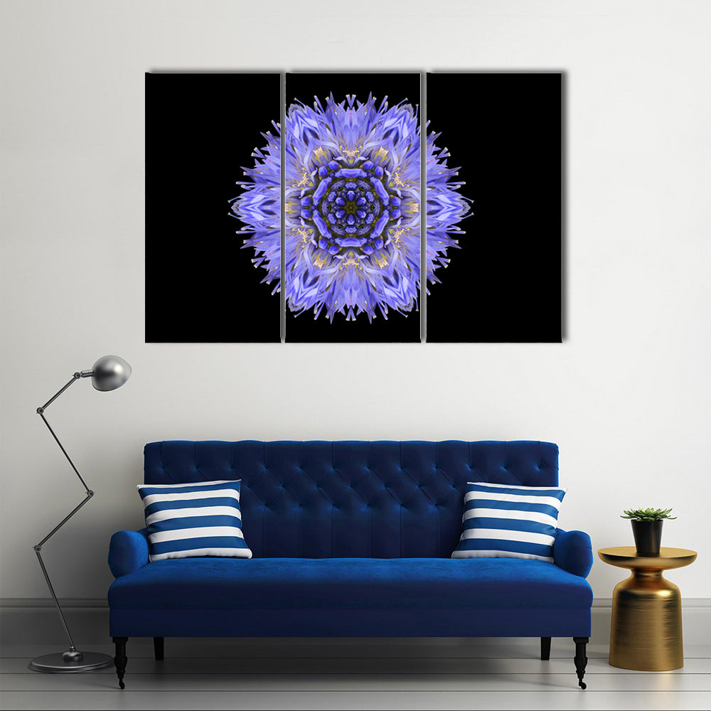 Blue Mandala Cornflower Canvas Wall Art