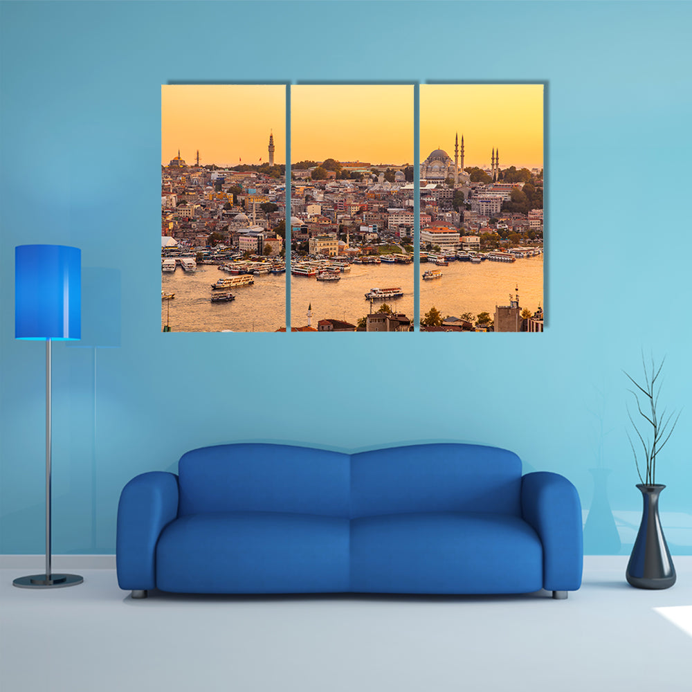 View On Golden Horn Bay From Galata Tower Canvas Wall Art