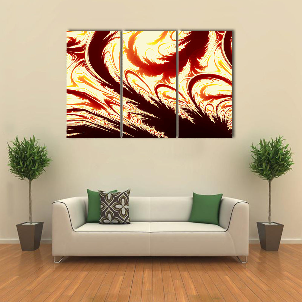 Fractal Flame Feather Illustration Canvas Wall Art