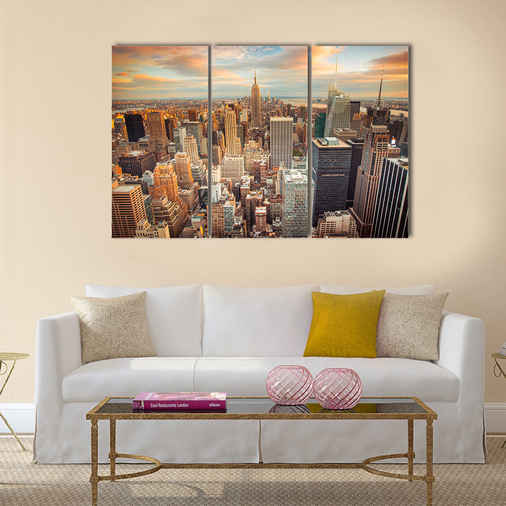 New York City At Sunset Canvas Wall Art