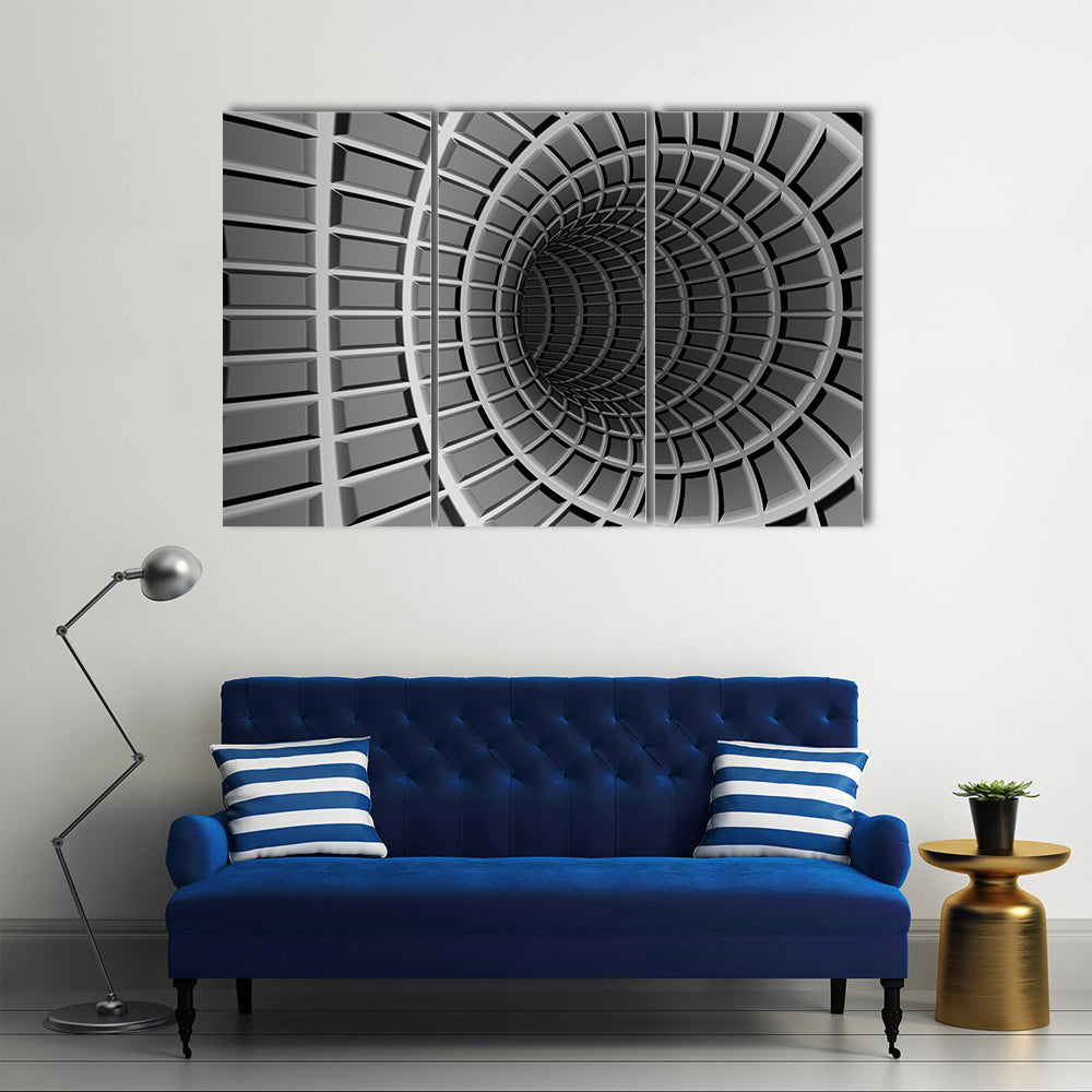 Dark Metal Tunnel Abstract Canvas Wall Art