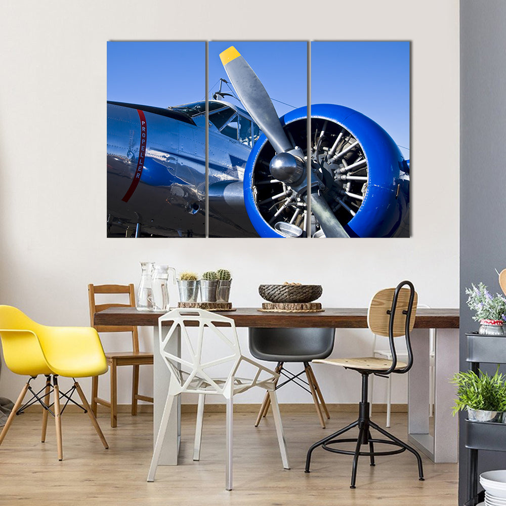 Close Up Of Vintage Military Airplane Canvas Wall Art