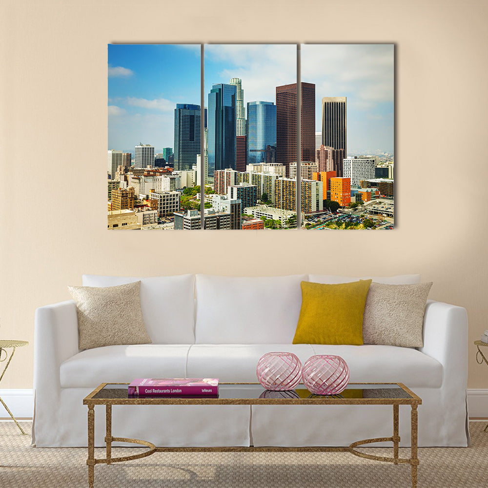 Los Angeles Cityscape On A Sunny Day Canvas Wall Art