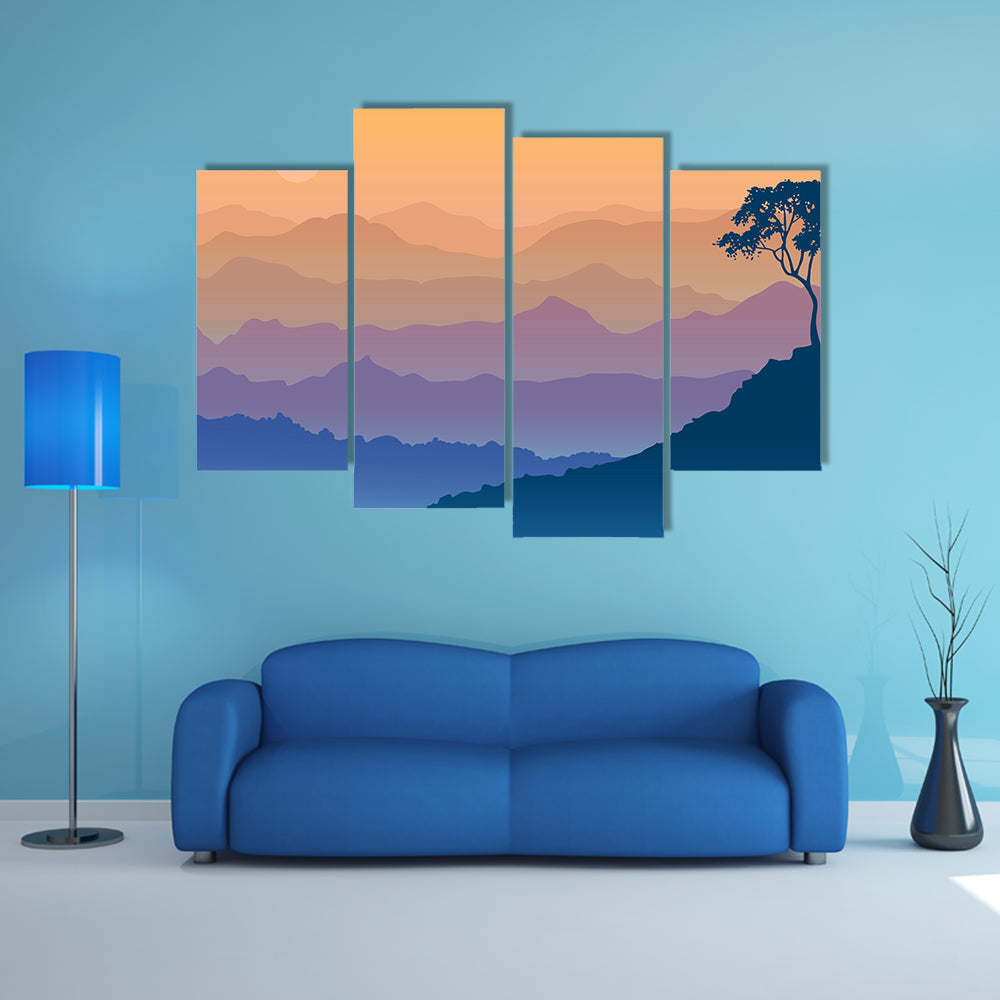 Sunrise Over Layered Mountain Ranges Canvas Wall Art