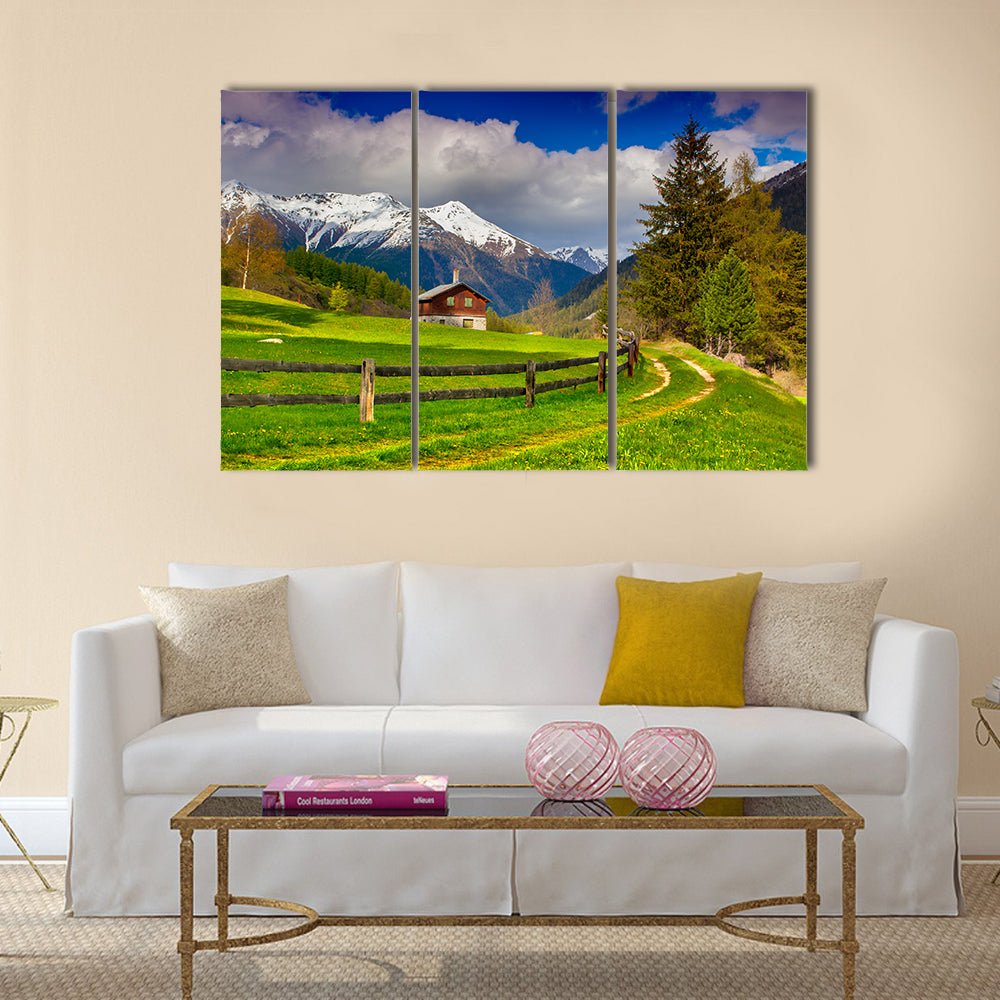 Spring Landscape In Swiss Alps Canvas Wall Art