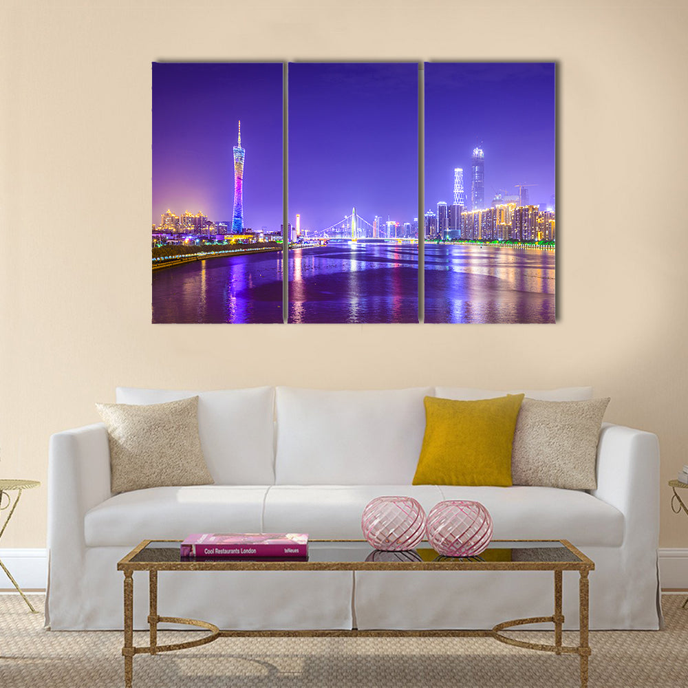 Guangzhou Skyline Over Pearl River Canvas Wall Art