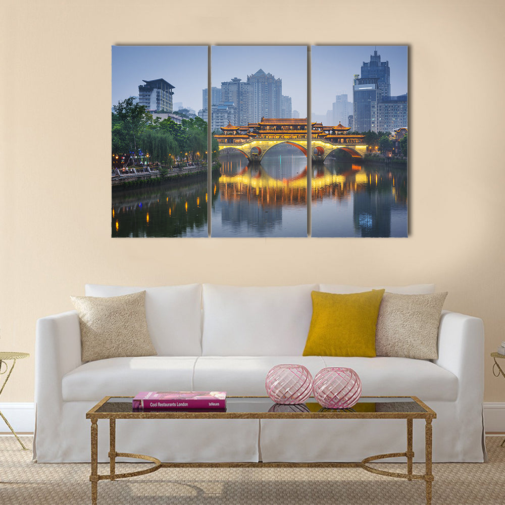 Anshun Bridge on Jin River Chengdu Canvas Wall Art