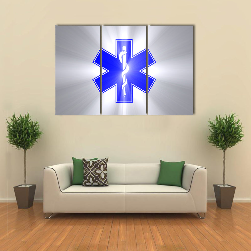 Star of Life with Rod of Asclepius Canvas Wall Art