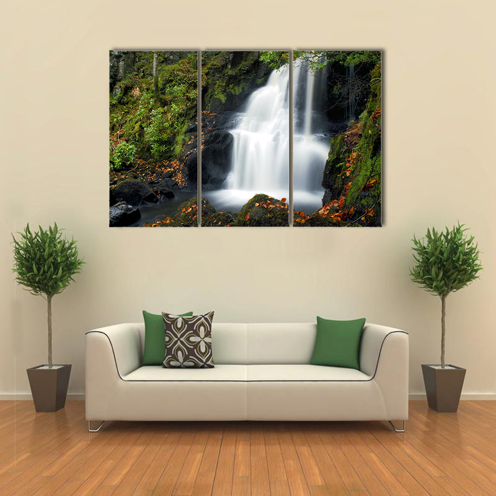 Tobermory Waterfall with Mossy Rocks Canvas Wall Art