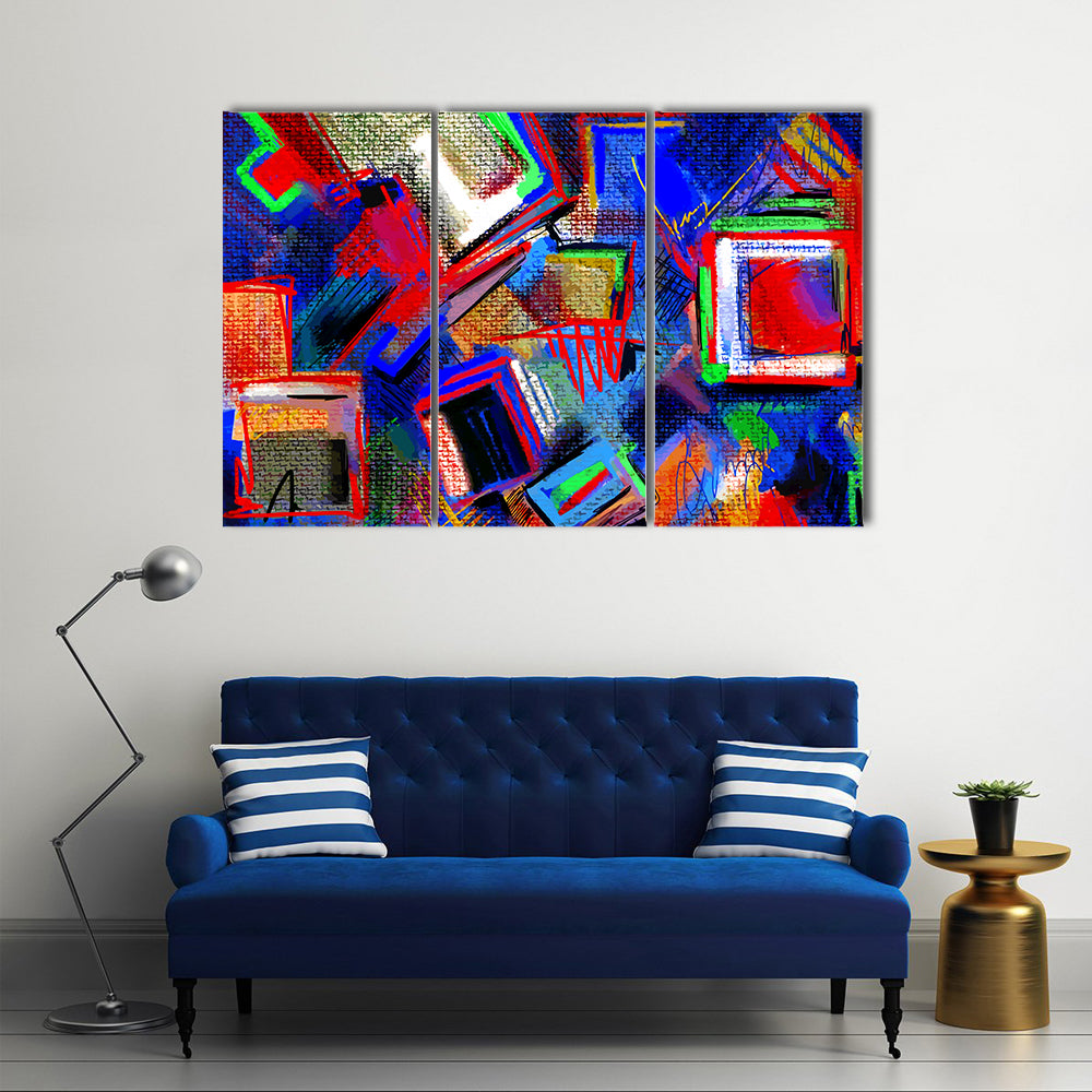 Hand-drawn Abstract Geometric Composition Canvas Wall Art