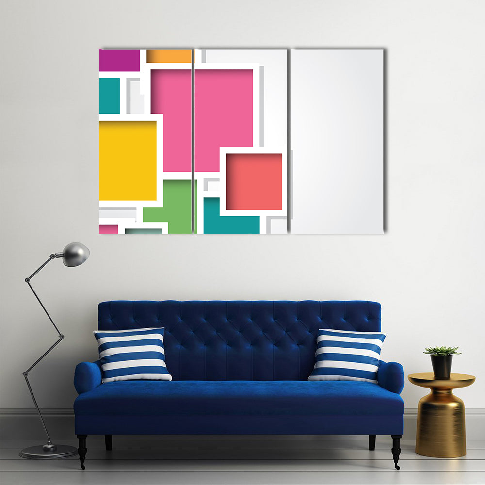 3d Layered Geometric Squares Canvas Wall Art
