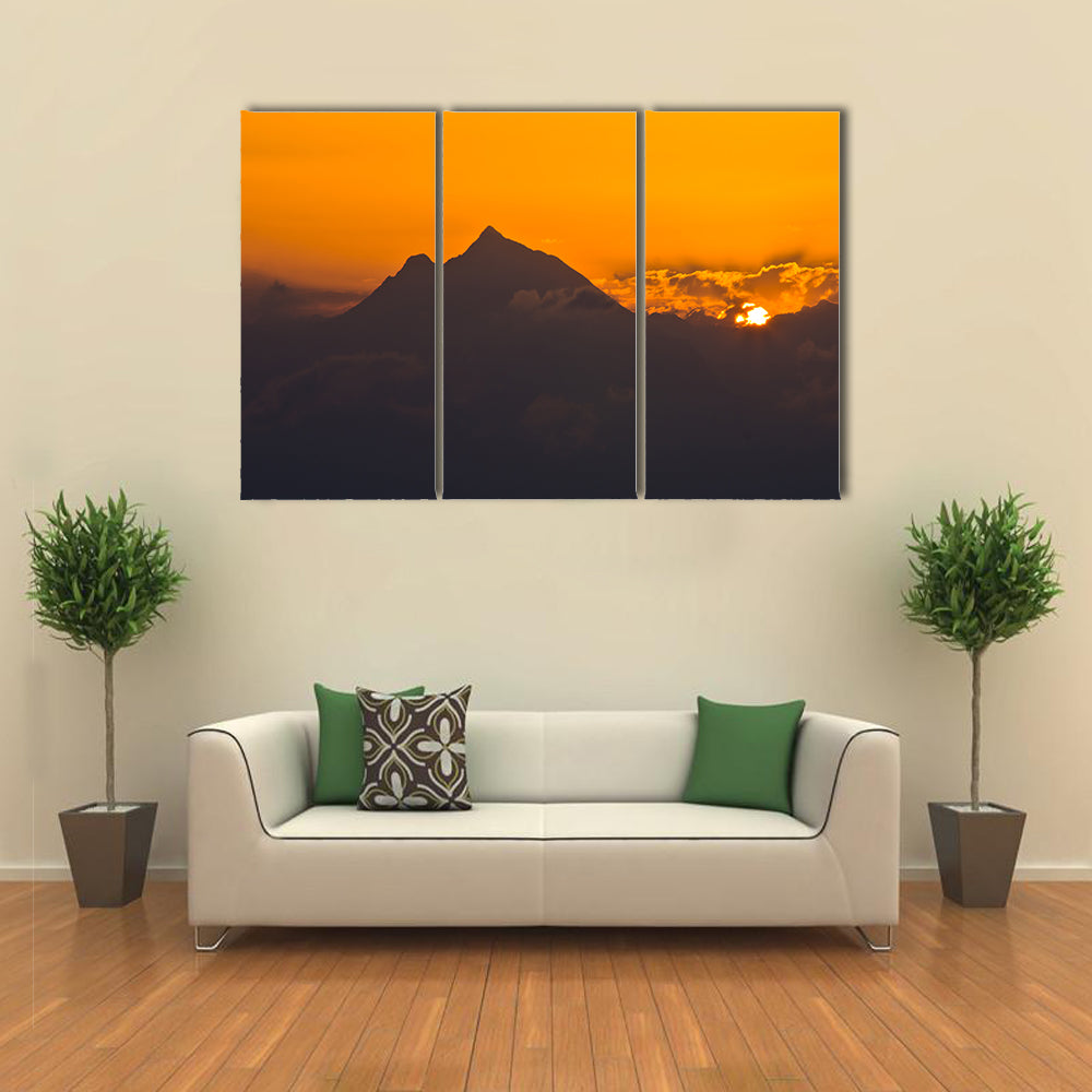 Sunrise At Holy Mountain Athos In Chalkidiki Greece Canvas Wall Art