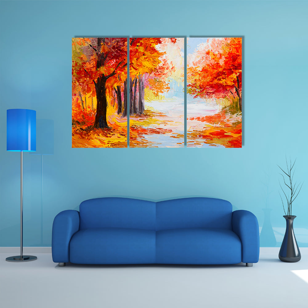 Colorful Autumn Forest Abstract Canvas Wall Art
