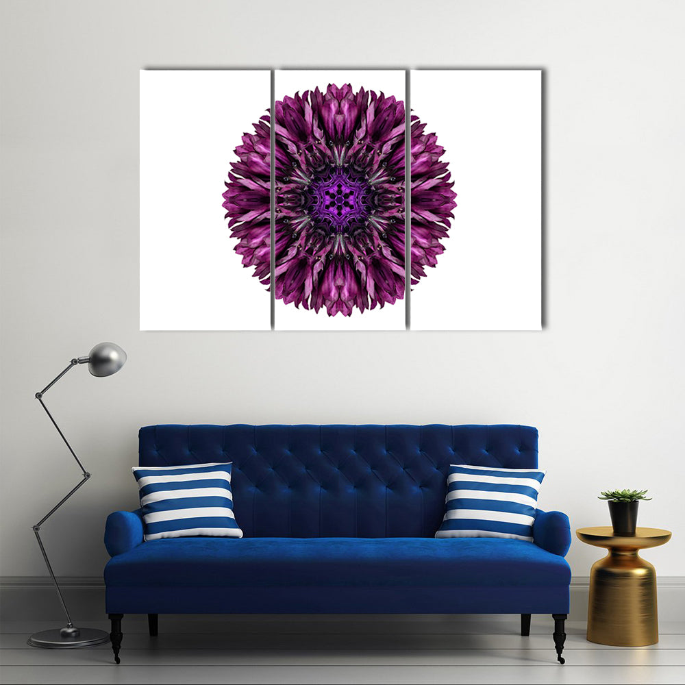 Purple Cornflower Mandala Canvas Wall Art